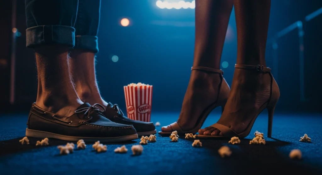 Body language interpretation of feet pointing towards each other as a nonverbal cue signaling mutual interest, attraction, or engagement between a couple